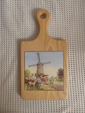 Vintage Delftware Wood & Ceramic Tile Trivet/Cheese Board - Ter Steege, Holland