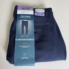 Greg Norman 30x32 Blue Textured Stretch Performance Pants Flat Front Golf NWT