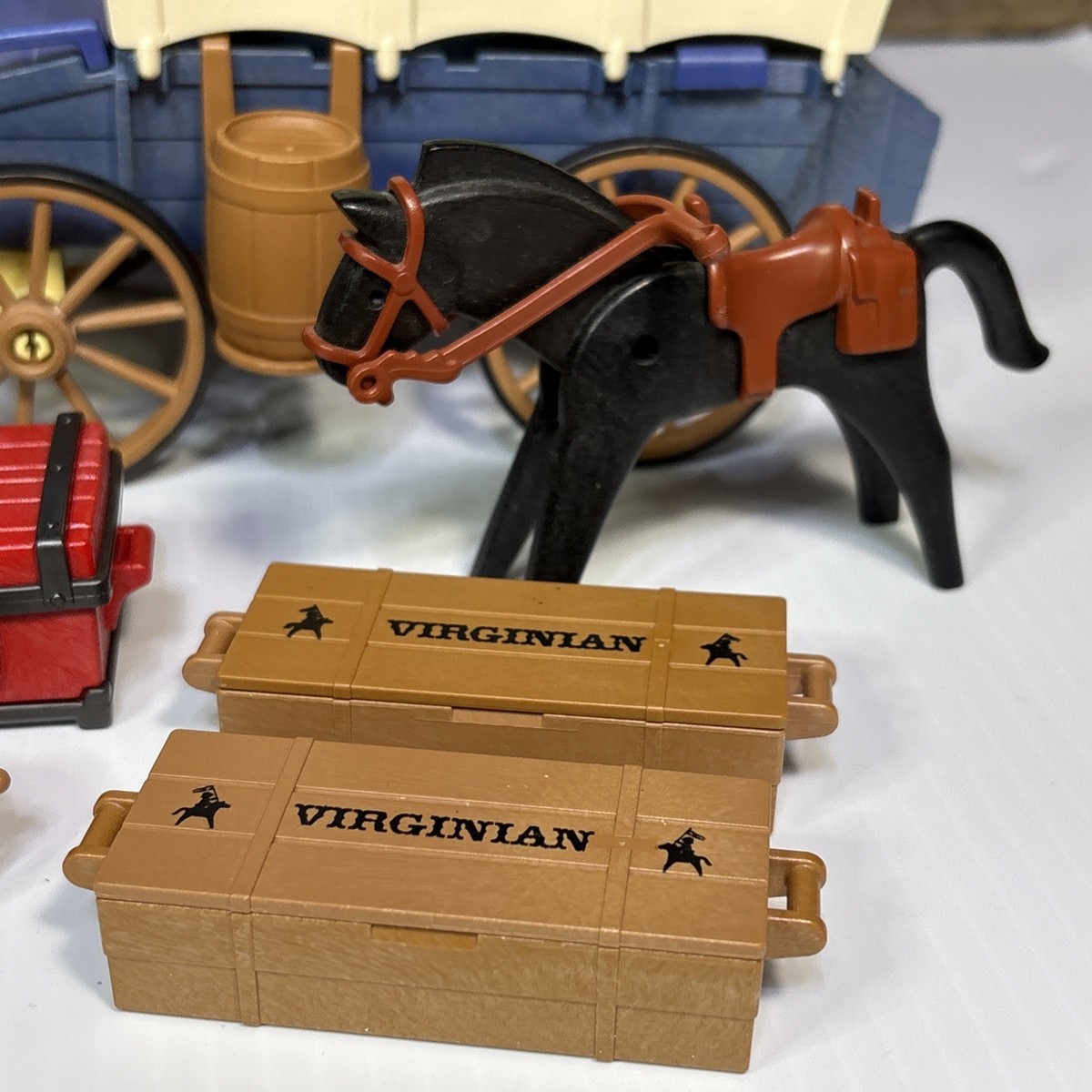 Playmobil 3785 Virginia Mountain Boys Covered Wagon Horses 1