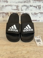 adidas Adilette Children s Unisex Slides Size 1 Black White Logo Slipper Sandal