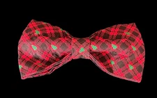 Medium/Large Dogs Bow Tie for Collar Green Christmas Trees Red Tartan Plaid