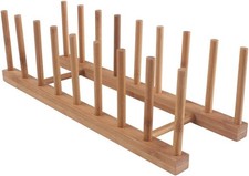 8-Slots Bamboo Wooden Dish Rack Storage Organization Plate Rack Stand Pot Lid