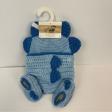 So'Dorable Hand Crocheted Hat, Diaper Cover Booties Set Size 0-6 M NWT