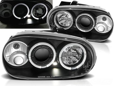 Headlights for VW Golf IV 1997 1998 1999 2000 2001-2003 VR-1602 Angel Eyes Black