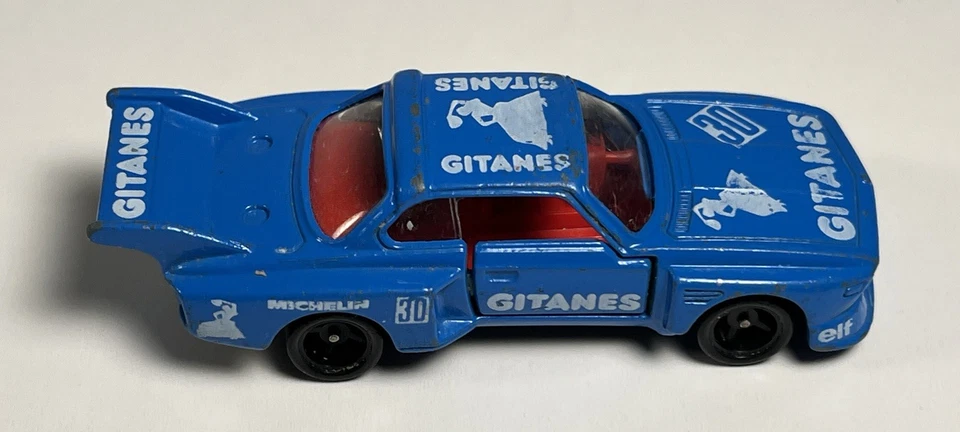 Coche de bolsillo Tomy Tomica 1977 vintage BMW 3,5 CSL Gitanes F30 Michelin Japón Foto 3 de 4