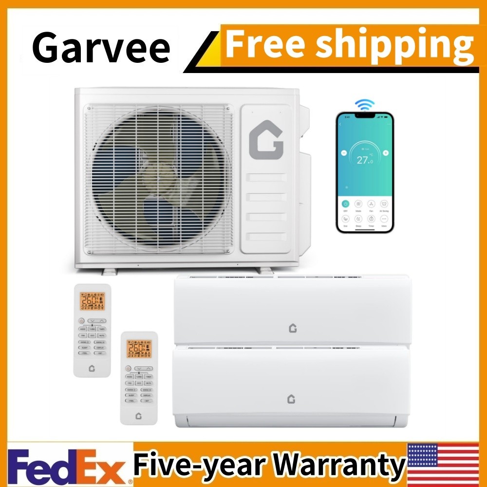 20K BTU Dual Zone Mini Split AC/Heating System 9000+12000BTU