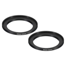 43mm-52mm Metal Step Up Ring, 2 Pcs Camera Lens Filter Adapter Ring Black