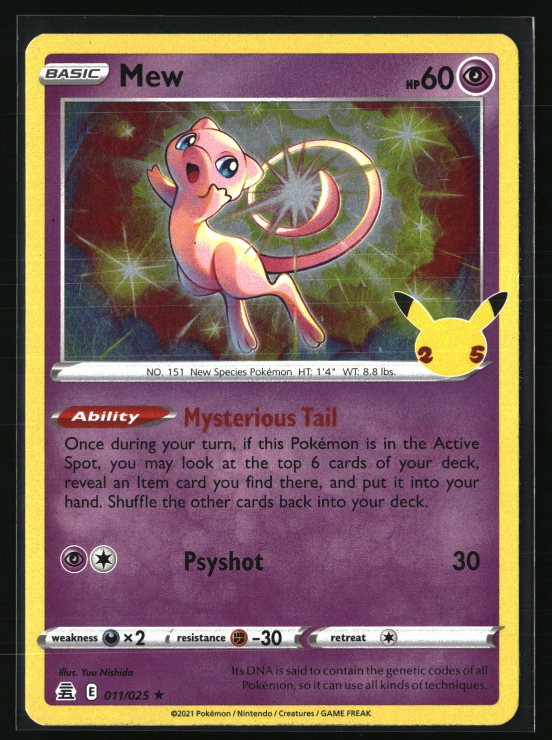 Mew 011/025 Celebrations 25th Anniversary Holo Rare Pokemon TCG Card NM