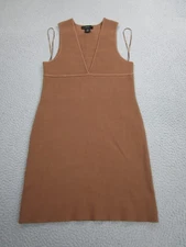 House Of Harlow 1960 Dress Womens Small Brown Ribbed Knit Sleeveless V Neck