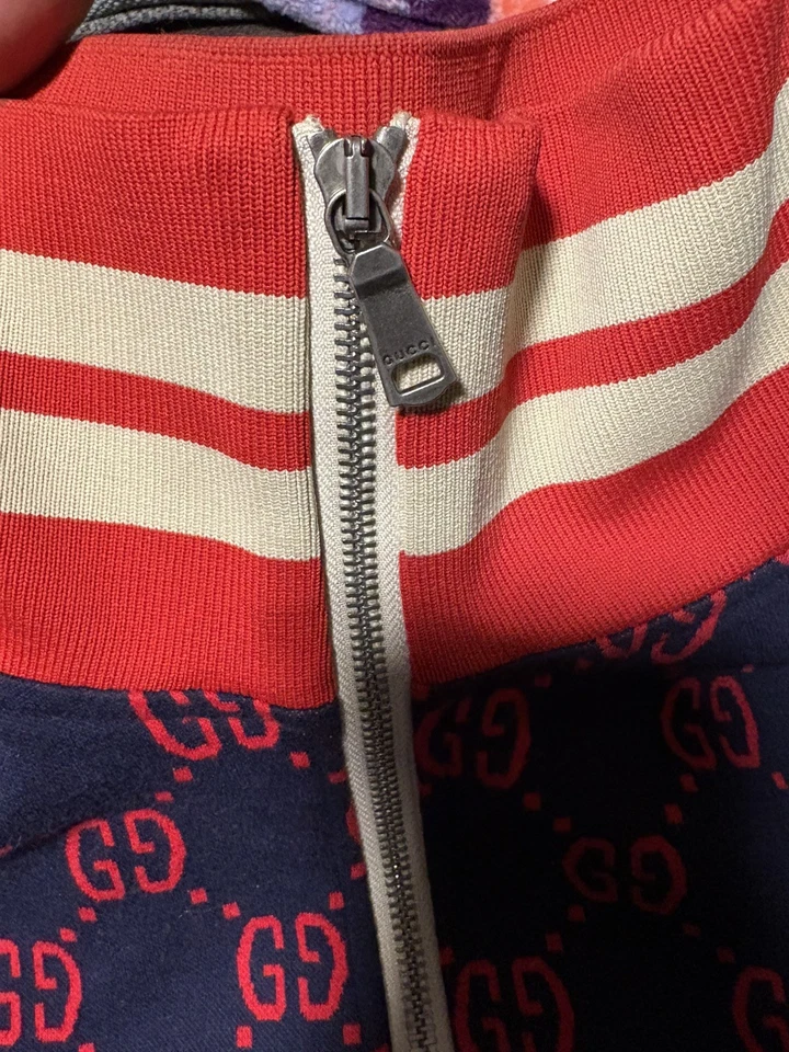 Gucci Men's Jacquard GG Jacket Blue/Red Size M Pre-Owned Authentic - Image 2 of 4