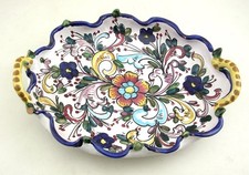 Vintage PICCOLO VASSOIO IN MAIOLICA CERAMICA DI VIETRI S/M FIRMATO DE MARINIIS