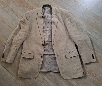 Jackett Herren, Leinen, Gr. 50, Übergang, braun-beige, ca. 80 cm lang, gebraucht - Bild 1 von 4