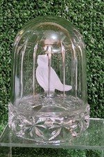 Vintage German Hofbauer? Clear Glass Bird In Cage Ornament Paperweight 