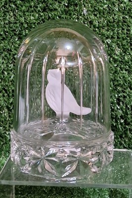 Deutscher Hofbauer? Klarglas Vogel im Käfig Ornament Briefbeschwerer Vintage 