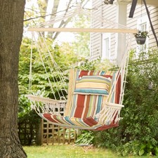 Hanging Hammock Chair Swing Chair Thick Rope Frame Safe Wide Seat Indoor Outdoor