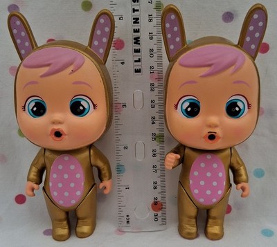Two Cry Babies Magic Tears 5'' Vinyl Mini Toy Dolls Figures Gold Bunny 