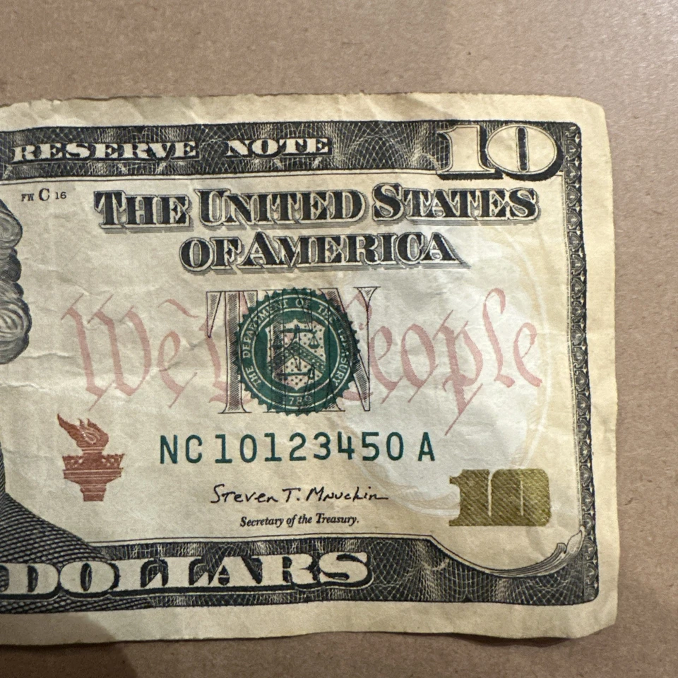 AMAZING ASCENDING  SIX DIGIT LADDER,$10 BILL,2017..PERFECT ORDER…NC 10123450 A - Image 4 of 4