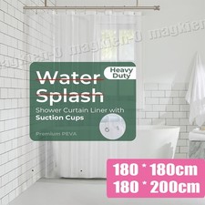 Clear Shower Curtain Liner & Side Suction Cups Premium PEVA Plastic Shower Liner