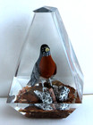 Vintage Hand Carved Painted Wood Robin Lucite/Acrylic Unique Canada Paperweight — photo 4
