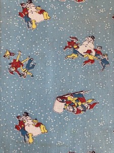 Vtg VHTF/RARE Half Feedsack Partial Novelty Children Play Snow Feed Flour Sack