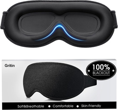 Gritin 100% Blackout Sleep Eye Mask for Women Men, Zero Pressure Sleeping Mask -