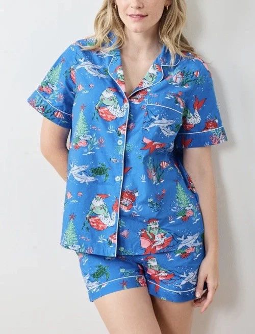 PrintFresh Merman Dreams Pajama Short Set Organic Cotton Rare Nautical L