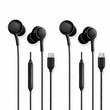 X2 COPPIA AURICOLARI IN EAR USB C CON MICROFONO CUFFIE NERE CAVO 120CM