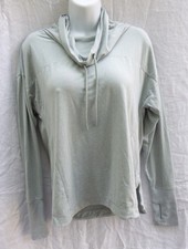 Apana Women small gray Cowl Neck Long Sleeve with Thumb Hole Top Workout Yoga