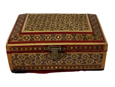 VTG Middle Eastern Persian Micro Mosaic Khatam Inlaid Jewelry Box 5.5  X 2.25 