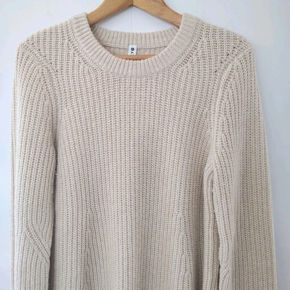 Suéter para mujer Athleta mezcla de lana talla M largo crema de gran tamaño grueso abuelo  Foto 2 de 4