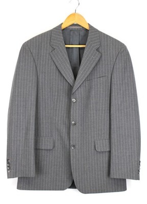 DIGEL Mens Blazer Jacket Size IT48 US UK 38 Grey Polyester Wool Striped