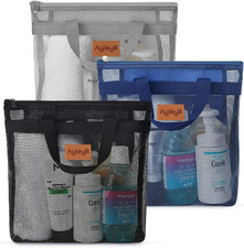3 Pcs Portable Mesh Shower Caddy Tote, Quick Dry Tote Bag Mesh Beach Bags for Wo
