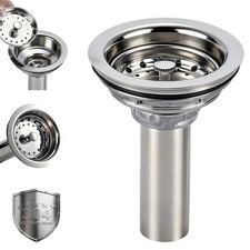 Kitchen Sink Drain Assembly, Stainless Steel Basket Strainer with Knob, 3-1/2...