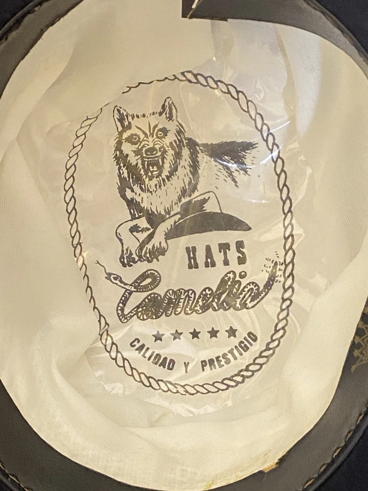 Beautiful Camelia Black Felt Hat High Quality Womans Made In Mexico 7 1/4 Church - Image 4 of 4