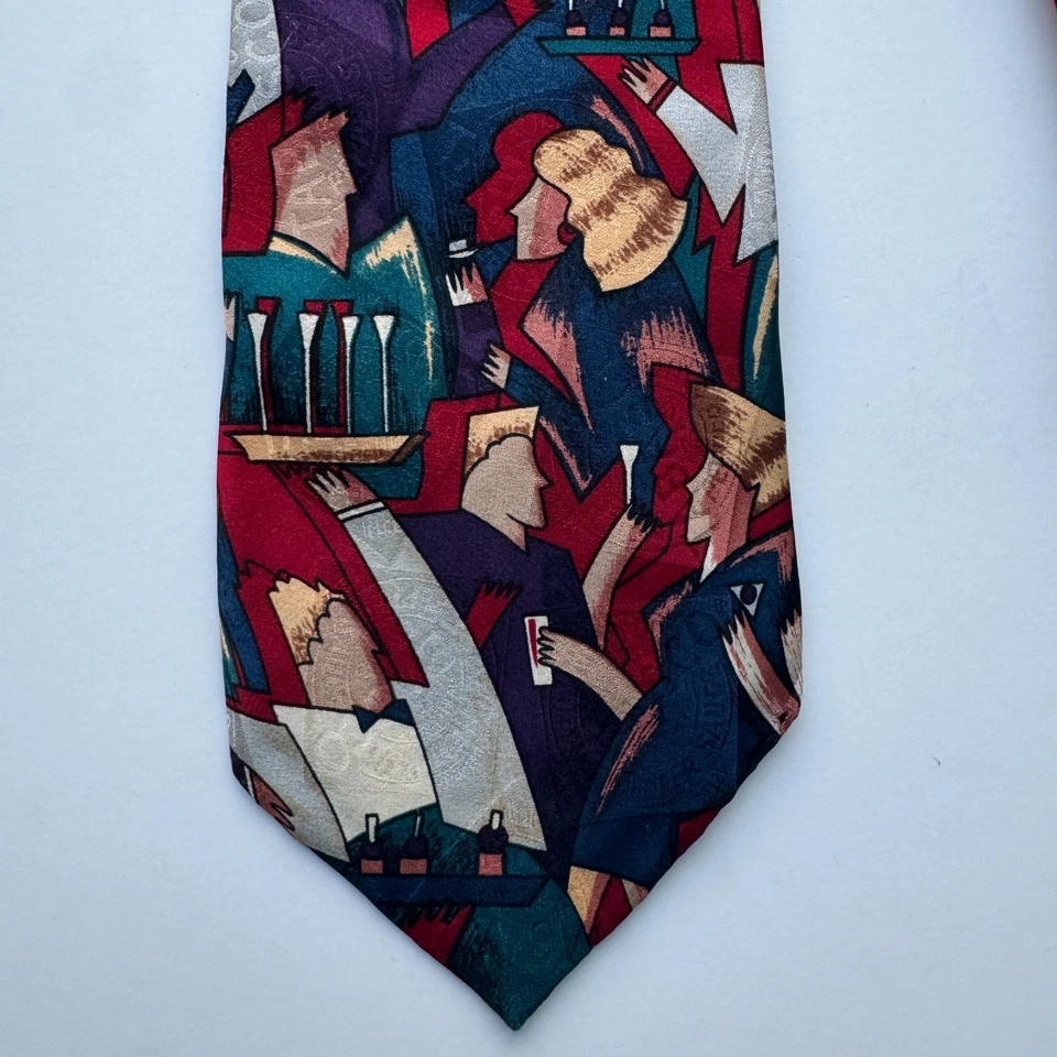 Corbata de Seda Tabasco Hecha en EE. UU. 58x4 Escena de Restaurante Salsa Caliente Logo Usada en Excelente Condición Foto 4 de 4