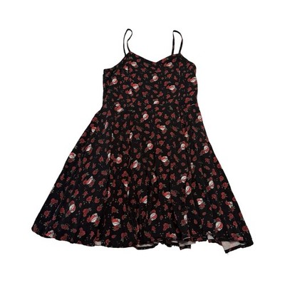 Junk Food Grateful Dead Roses Skulls Skater Dress Black Red Medium Band Merch