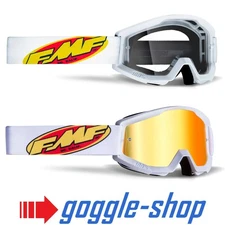 100% FMF Powercore Motocross MX Goggles - CORE WHITE CLEAR / MIRROR LENS