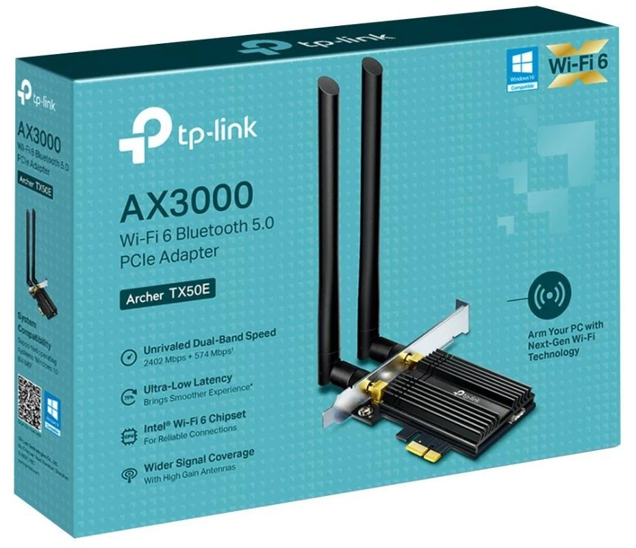 TP-LINK - AX3000 Kad WiFi PCI-Ex Dual Band WiFi 6 & Bluetooth 5.0 - Image 3 of 3