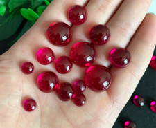 Wholesale Round Cabochon Pigeon Blood Red Ruby Lab-Created AAAA Loose Gems 10Pcs