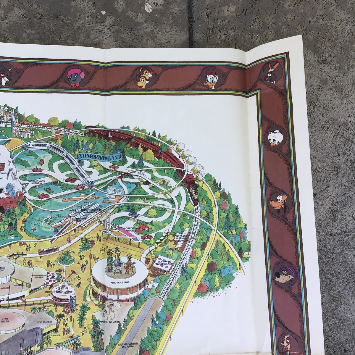 Vintage Disneyland Wall Large Map Walt Disney 30