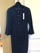 New with Tag Elie Tahari dark navy dress with flare long sleeves size 4