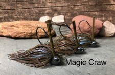 3 Custom Magic Craw Weedless Bass Fishing Brush Grass Flipping & Football Jigs