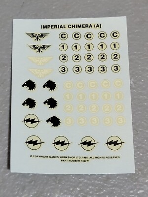 BAGE TRANSFERS TRANSFER SHEET WARHAMMER 40K IG IMPERIAL CHIMERA A