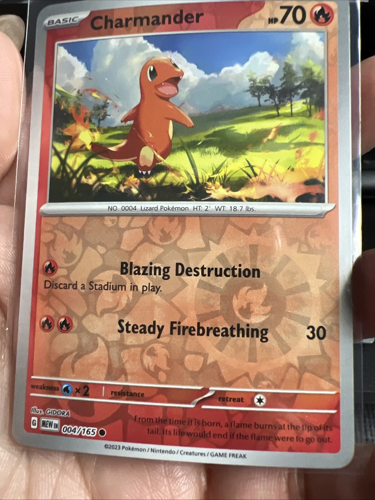2023 Pokemon Scarlet & Violet 151 English Charmander Reverse Holo 004/165 MINT