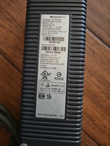 Microsoft Xbox 360 - PSU Power Supply Unit - model DPSN-186CB A ~Tested~ - Picture 2 of 2