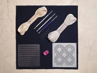 MONT BLEU Sashiko Ultimate Starter Kit - Japanese Embroidery Beginner DIY Kit - worth £45