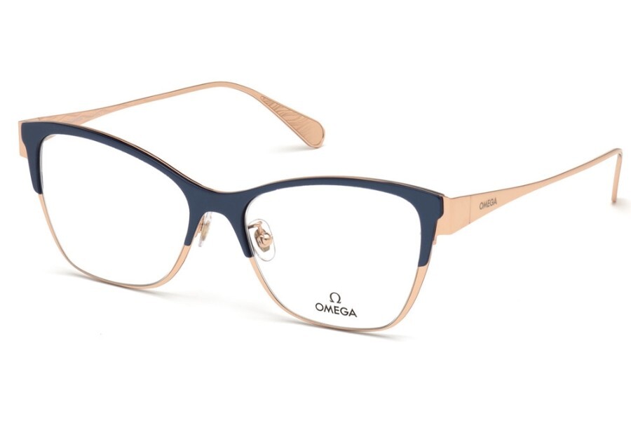 Оптическая оправа для очков OMEGA OM 5001-H 090 из синего металла Cat Eye 54-17-140 Италия