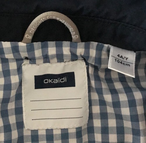 Cappotto trench bimba 4 anni 104 cm impermeabile imbottito cappuccio blu Okaidi - Foto 7 di 8