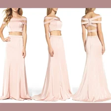NEW! La Femme Off the Shoulder Two-Piece Gown Top [ 4 ] + Skirt [ 2 ] #M540