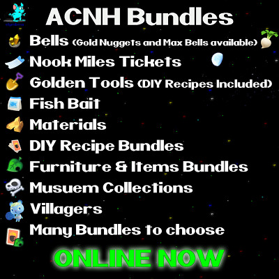   Bells Nook Miles Tickets Fish Bait Materials DIY Recipes Bundles   ONLINE 